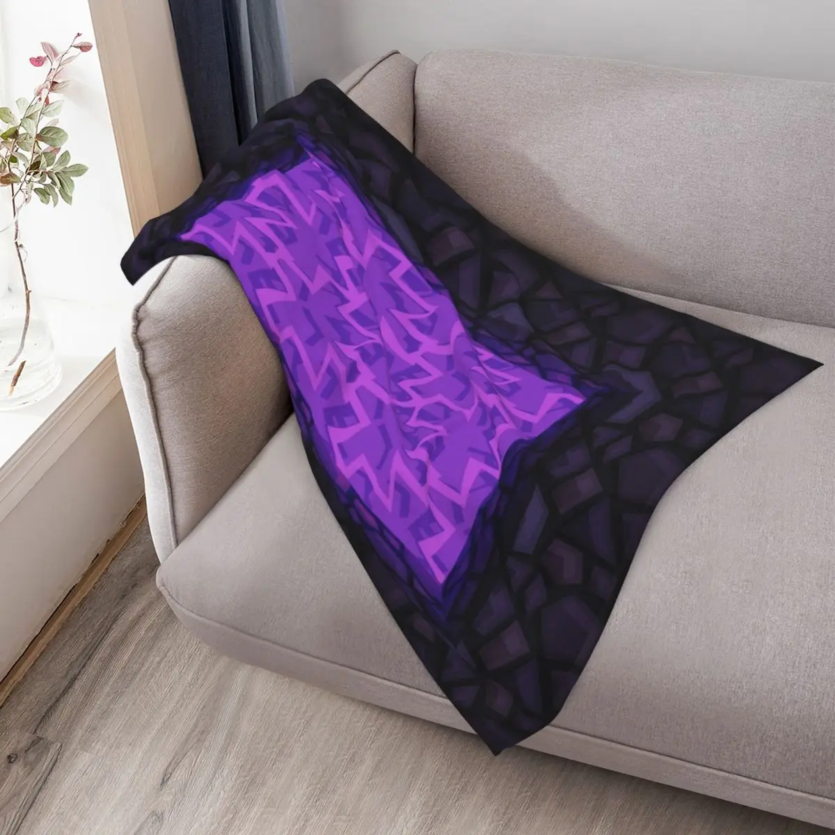 Portal Obsidian Nether - بطانية رمي PureBDcraft، أرائك لطيفة، بطانيات منقوشة ناعمة من القطيفة