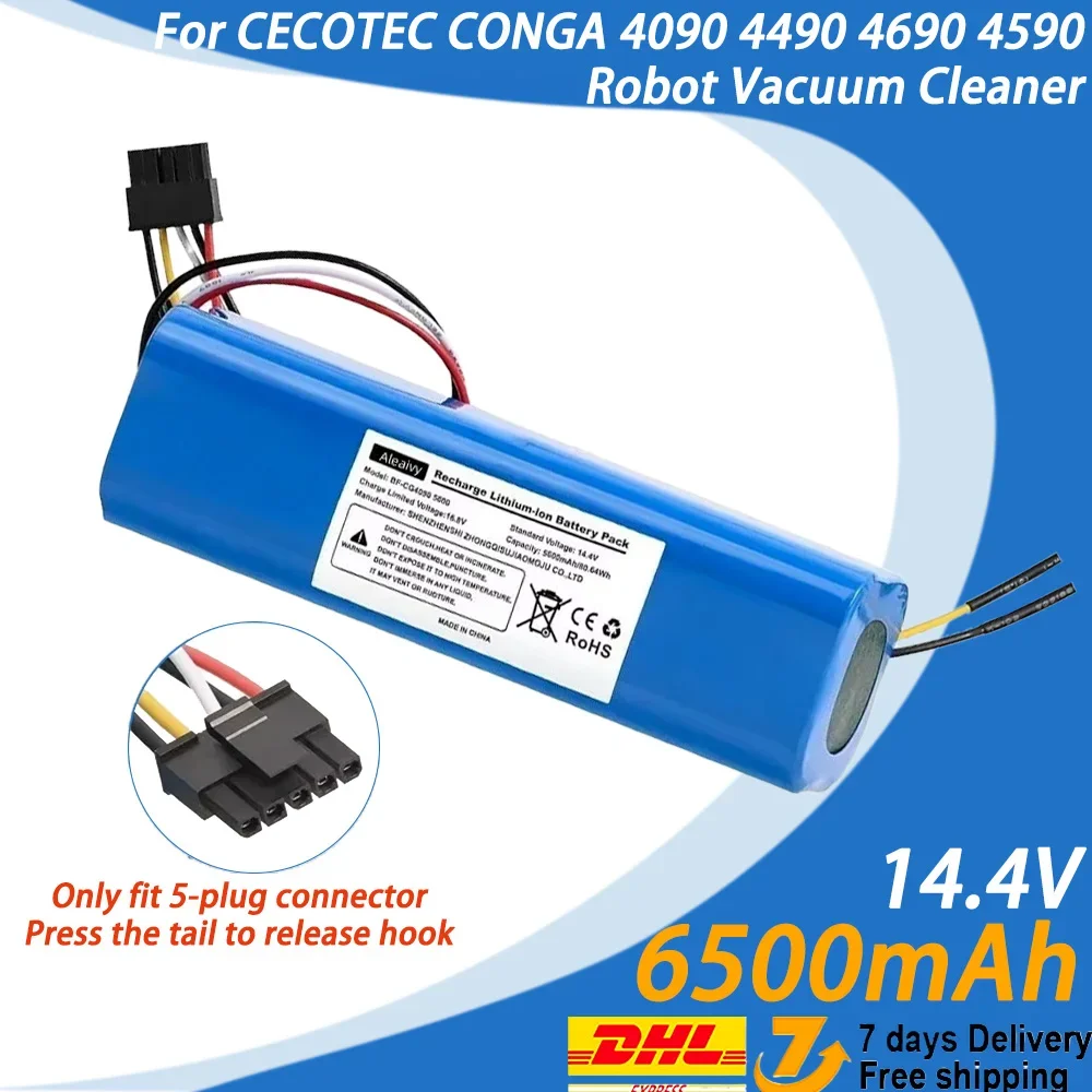 

For CECOTEC CONGA 4090 4490 4690 4590 Robot Vacuum Cleaner | 14.4V 6500mAh 4S2P Battery | Long Runtime & Quiet for Large Homes