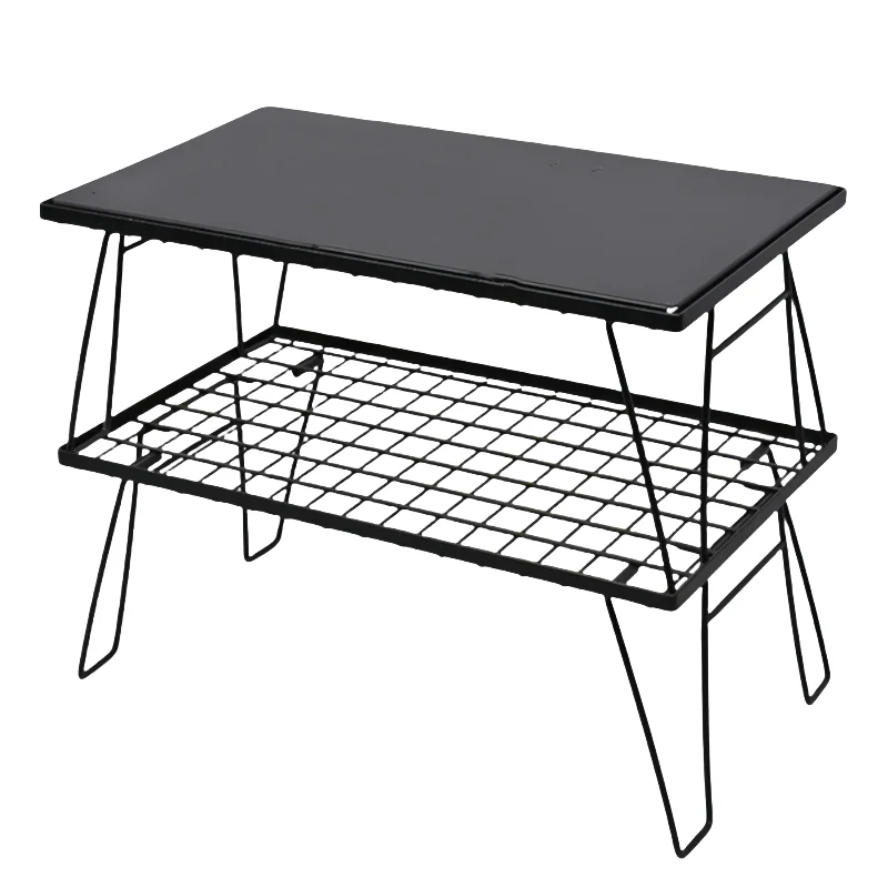 

Outdoor Multi-Functional Folding Mesh Table Barbecue Camping Portable Bamboo Table Picnic BBQ Multi-Layer Shelving Net Table