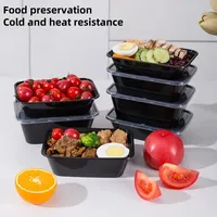 1000ml Thick Disposable Takeaway Lunch Box Tableware Can Be Microwave Heated Rectangular Black Plastic Bowl Food Packaging Box