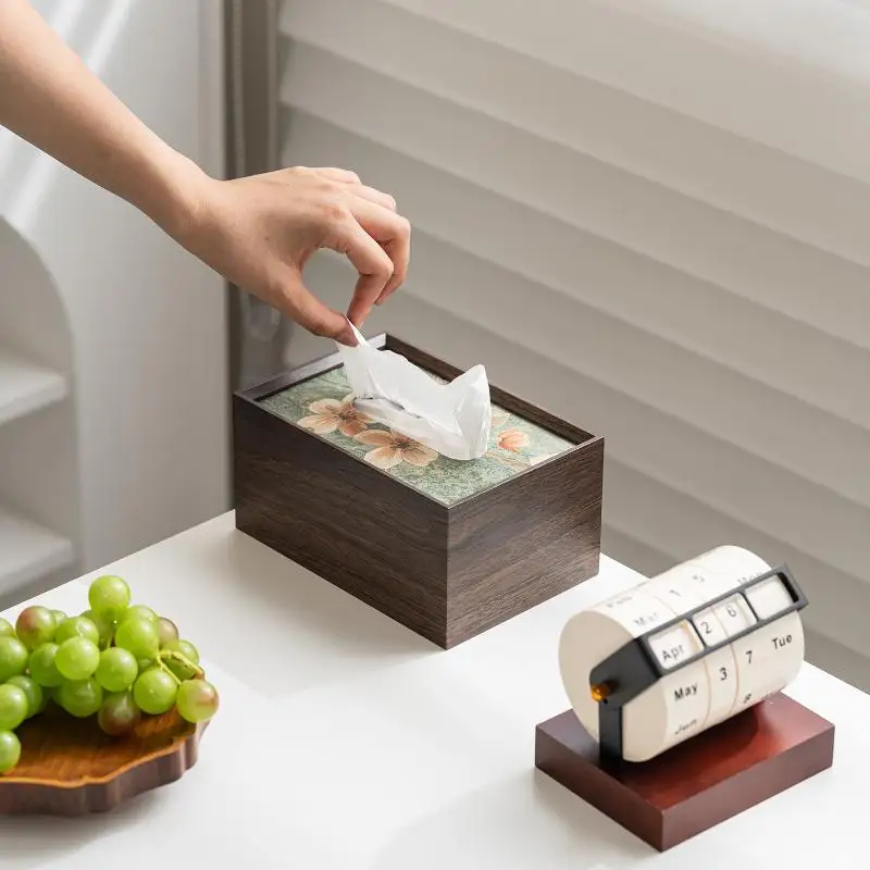 1pc Wooden Cherry Blossom Tissue Box Cover Napkin Holder Storage Box Gift-Idea Creative Wood-Made Tissue Box Holder