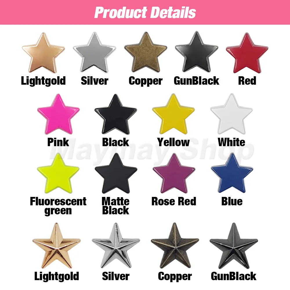 5-10pcs 12/13.5mm Metal Stars Rivets Screw Punk Studs For Clothing Garment Shoes Hat Leather Belt DIY Decor Clothes Accessories