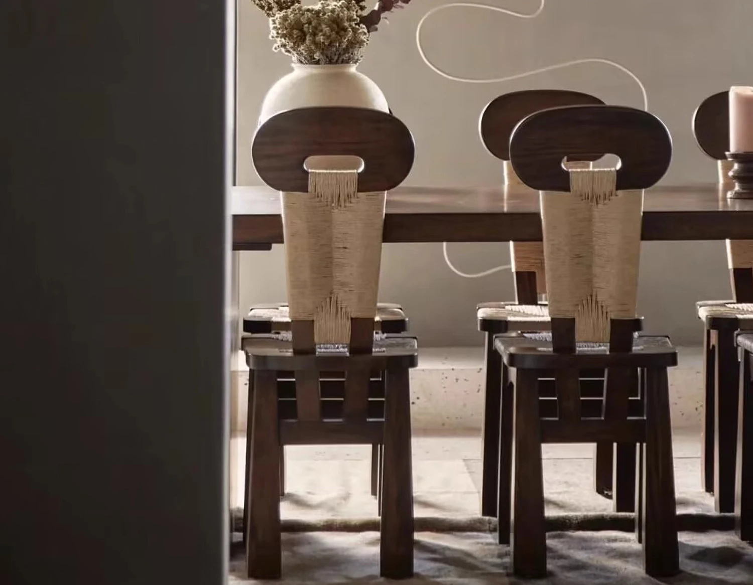 كرسي طعام فردي من الخشب الصلب والرياح الصامتة في العصور الوسطى، مسند ظهر مصمم بسيط وحديث، كرسي ترفيهي منزلي #2