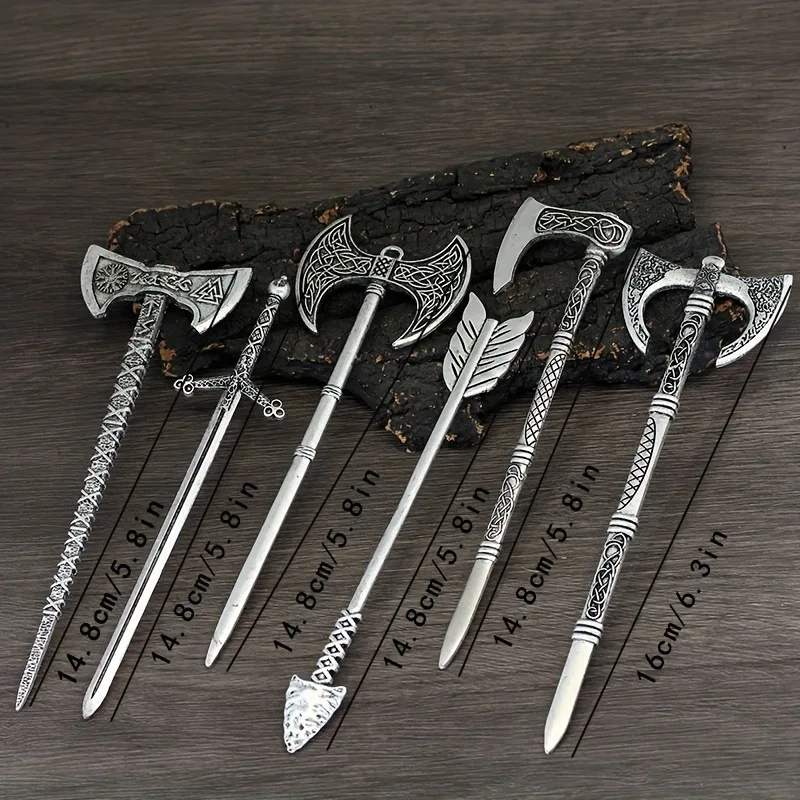 Retro Viking Hair Stick Men's And Women's Gothic Punk Nordic Divine Sword Hair Clip Mythical Jewelry Braiding Style Gift view 3