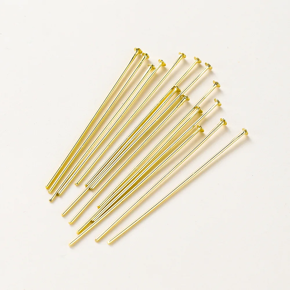 14K Flat Head Needle T Pin 18K Real Gold Electroplating Color Preserving Jewelry Needle DIY Handmade Beaded Earrings Materials W