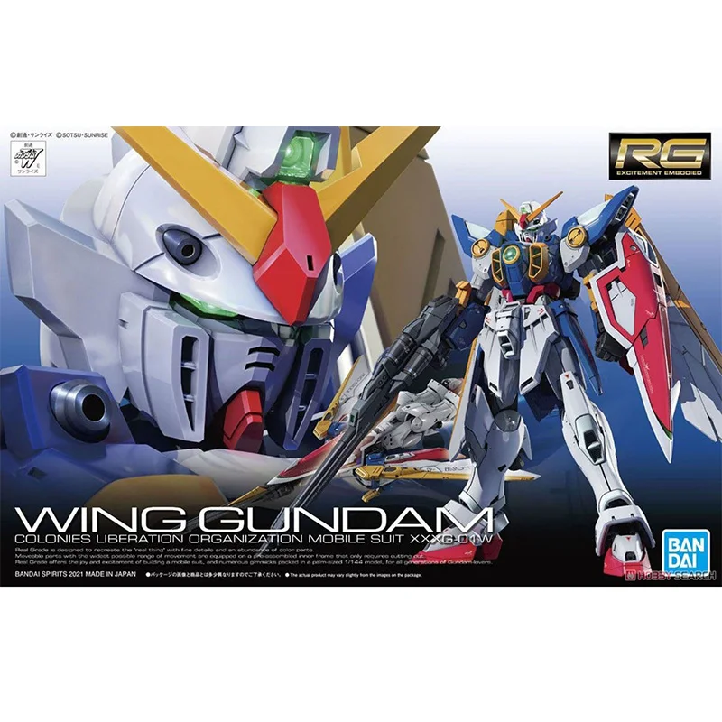 

Origina Bandai WING GUNDAM RG 1/144 Anime Action Figure Robot Periphery Collectible Assembly Model Toys Ornaments Gift Children