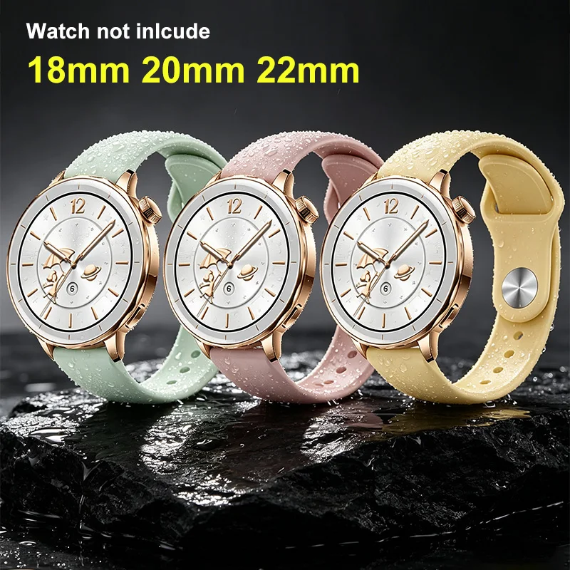 18mm 20 22mm Women Silicone Bracelet for Huawei GT5/GT4 41mm GT5Pro 46mm Band for Samsung Galaxy FE 7 6 40mm 44mm Strap