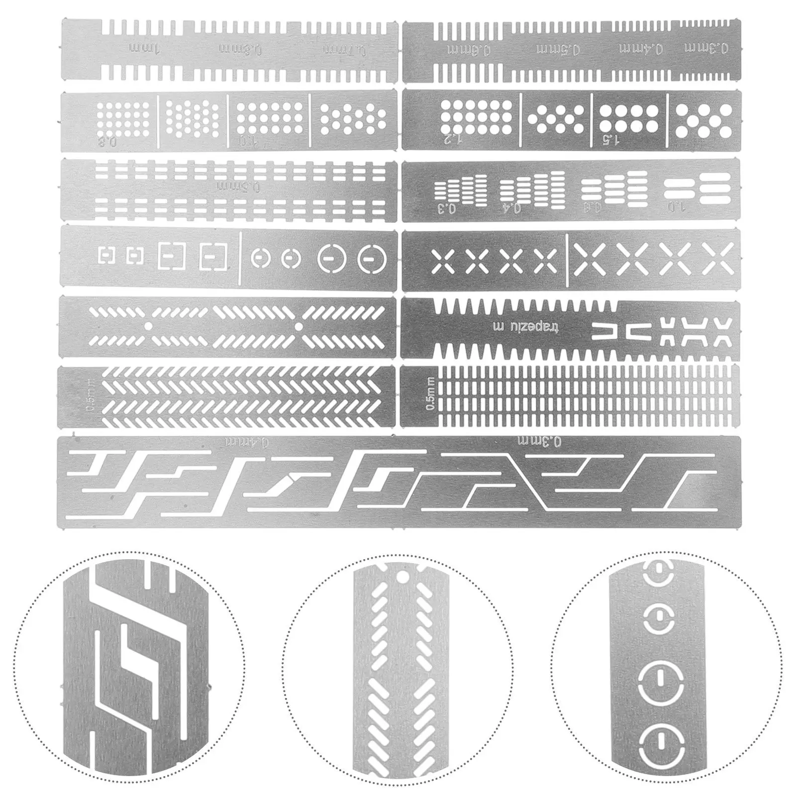 

Набор из 1 удобного металлического трафаретного линейки-инструмента для DIY-проектов, с тонкой текстурой, для фигурок, безопасный, прочный, вспомогательный.