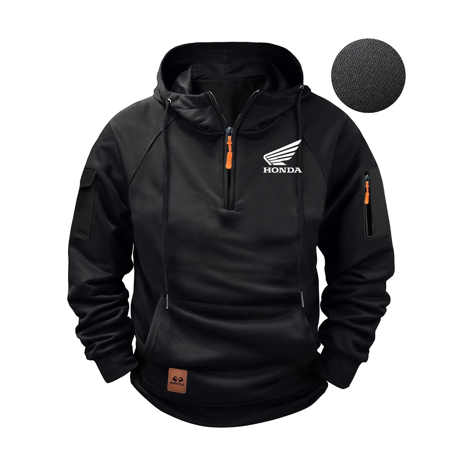 AliExpress 2025 New Honda Racing Team Outdoor Cycling Fashion Street Half Zip Hoodie Men's Motorcycle Racing Casual HRC Warm Hoodie