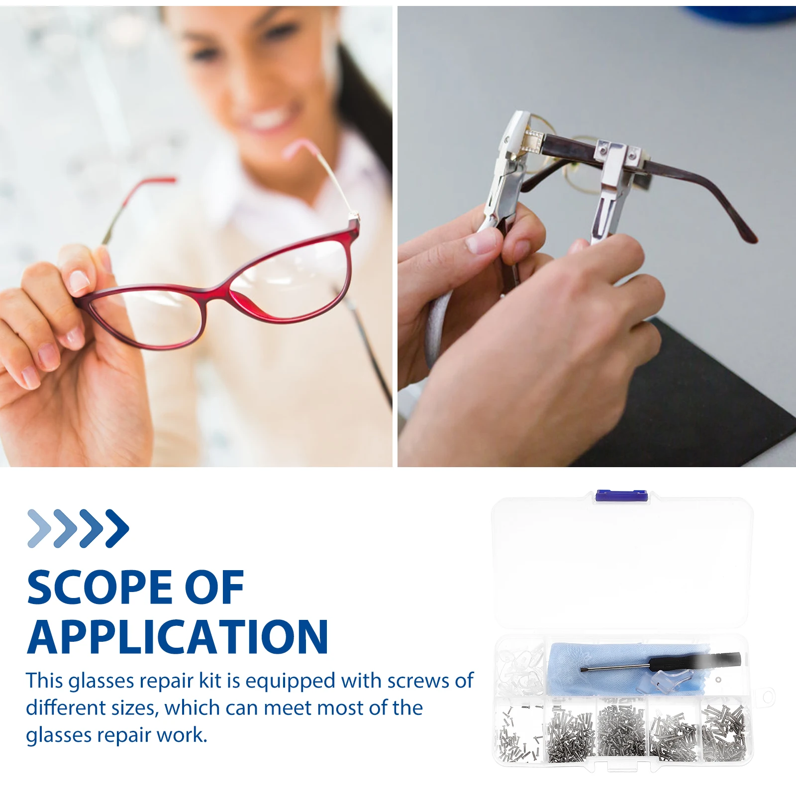 

Glasses Frame Repair Accessories Stainless Steel Screws Nose Pads Eyeglass Tools Durable Plastic Silicone Glasses Repair Kit