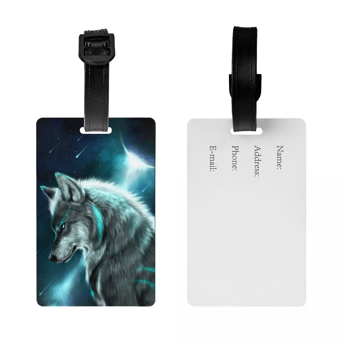 Custom Animal Wolf Luggage Tags for Suitcases Privacy Cover ID Label