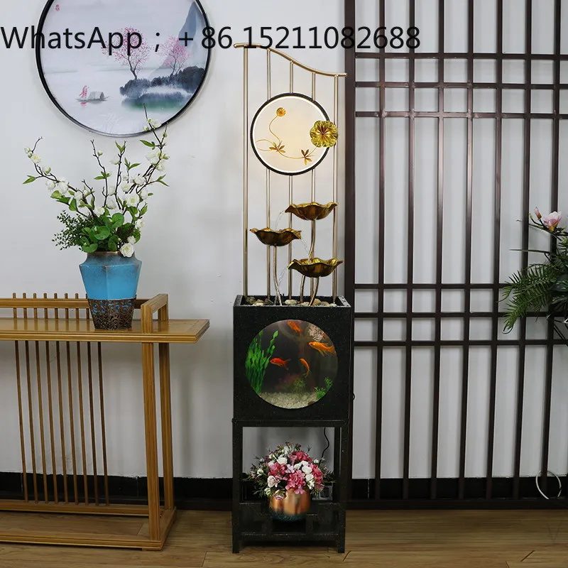 LLY new Chinese-style living room entrance screen landscape self-circulation household floor-to-ceiling fish tank ornament