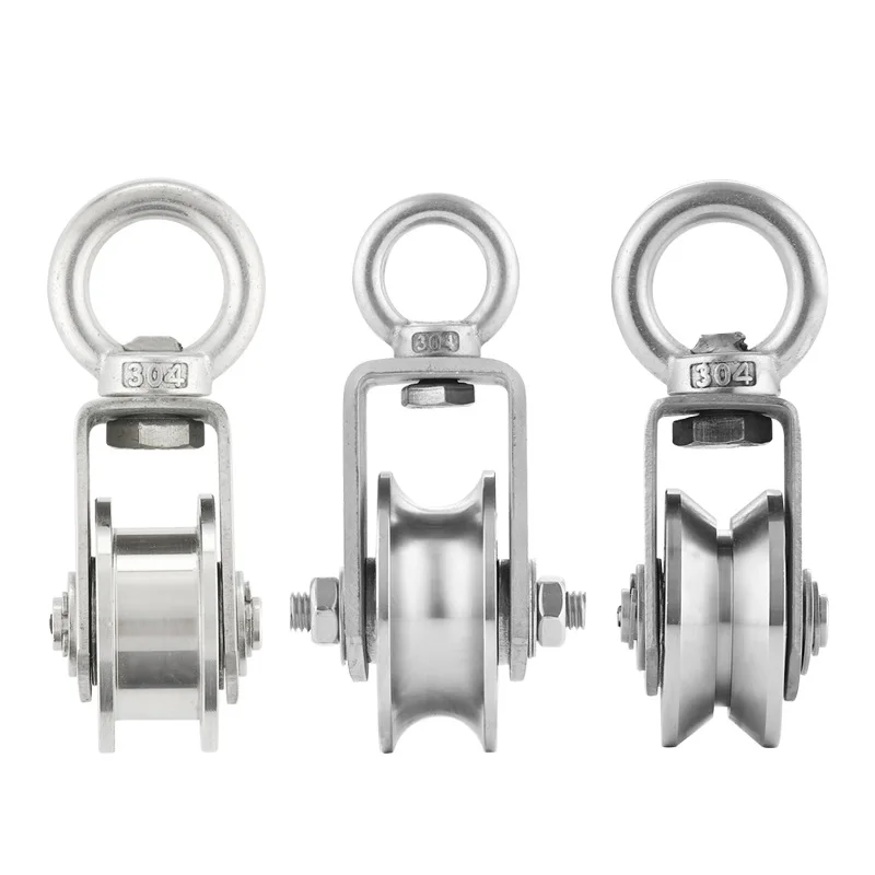 304 Stainless Steel Pulley Lifting Bearing Wire Rope Pulley Load-bearing Single Traction Fixed Hoist Ring