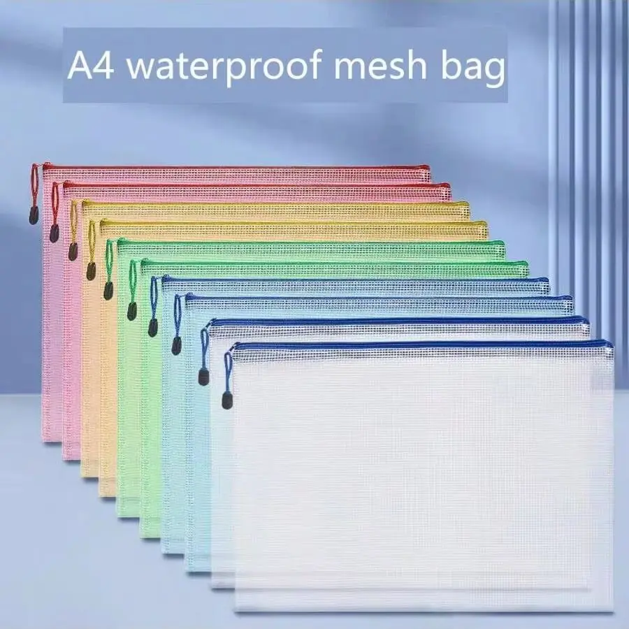 Large A4 Zipper File Bag Waterproof Student Test Paper Bag Company Data Ticket Sorting Bag