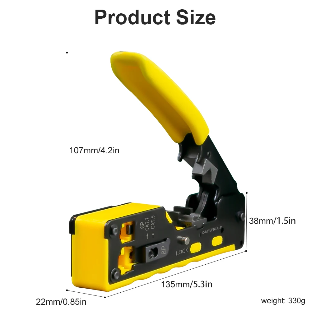 COMNEN-Herramienta de engarzado RJ45, conectores de corte de engarzado para CAT7 Cat6 8P8C, conector Modular Ethernet, herramienta de alambre todo en uno