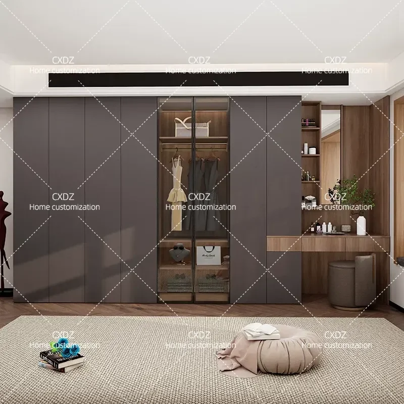 Custom Wall to Ceiling Bookcase Desk Combo Integrated Computer Table for Home Study Simple One Piece Learning Station