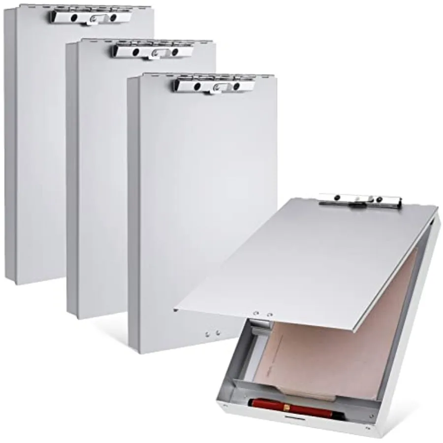 

Aluminum Clipboard with Storage Metal Clip Board Folder Letter Size Form Holder Portfolio Clipboard Binder Clip Posse Box for N