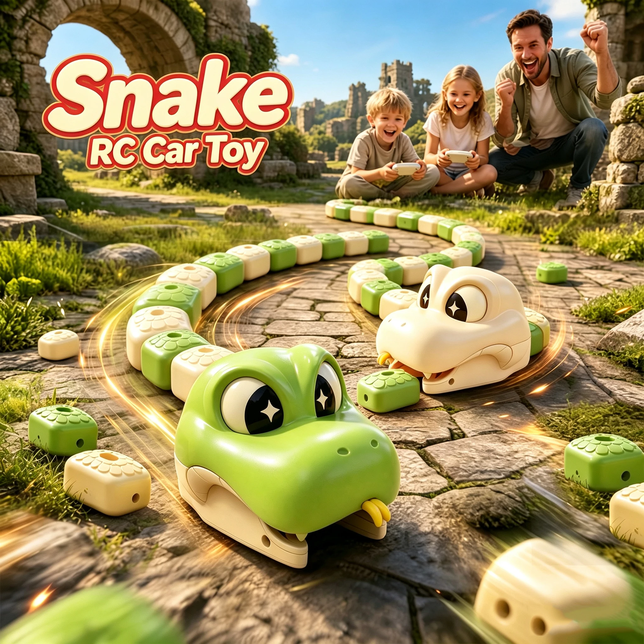 RC Magnetic Snake Toy Remote Control Greedy Beans Chasing Snake Car Interactive Educational Toy Kids Birthday Christmas Present