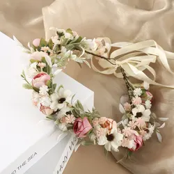 1/2PCS Floral Headband Handmade Girl Garland Headwear Boho Headpiece Wedding Festival Party Decoration Hair Wreath