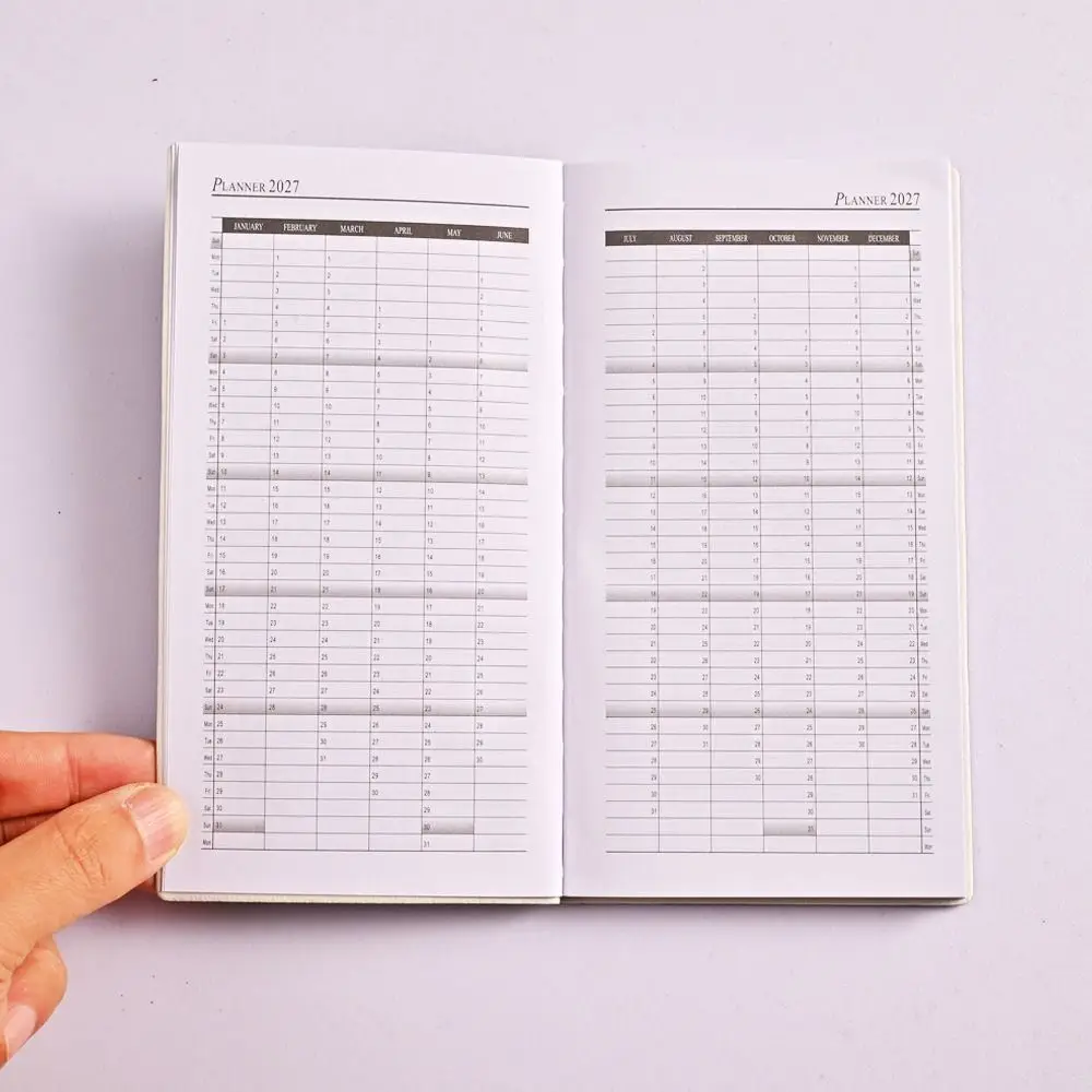 Portable A6 2027 Agenda Book English Mini Pocket Diary Weekly Planner Appointment Book School Office Supplies