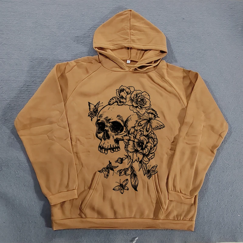 Gothic Punk Retro Harajuku Hip-hop Street Hoodies Trendy Casual Loose Versatile Sweatshirt Creative Skull Pattern Print Pullover #6