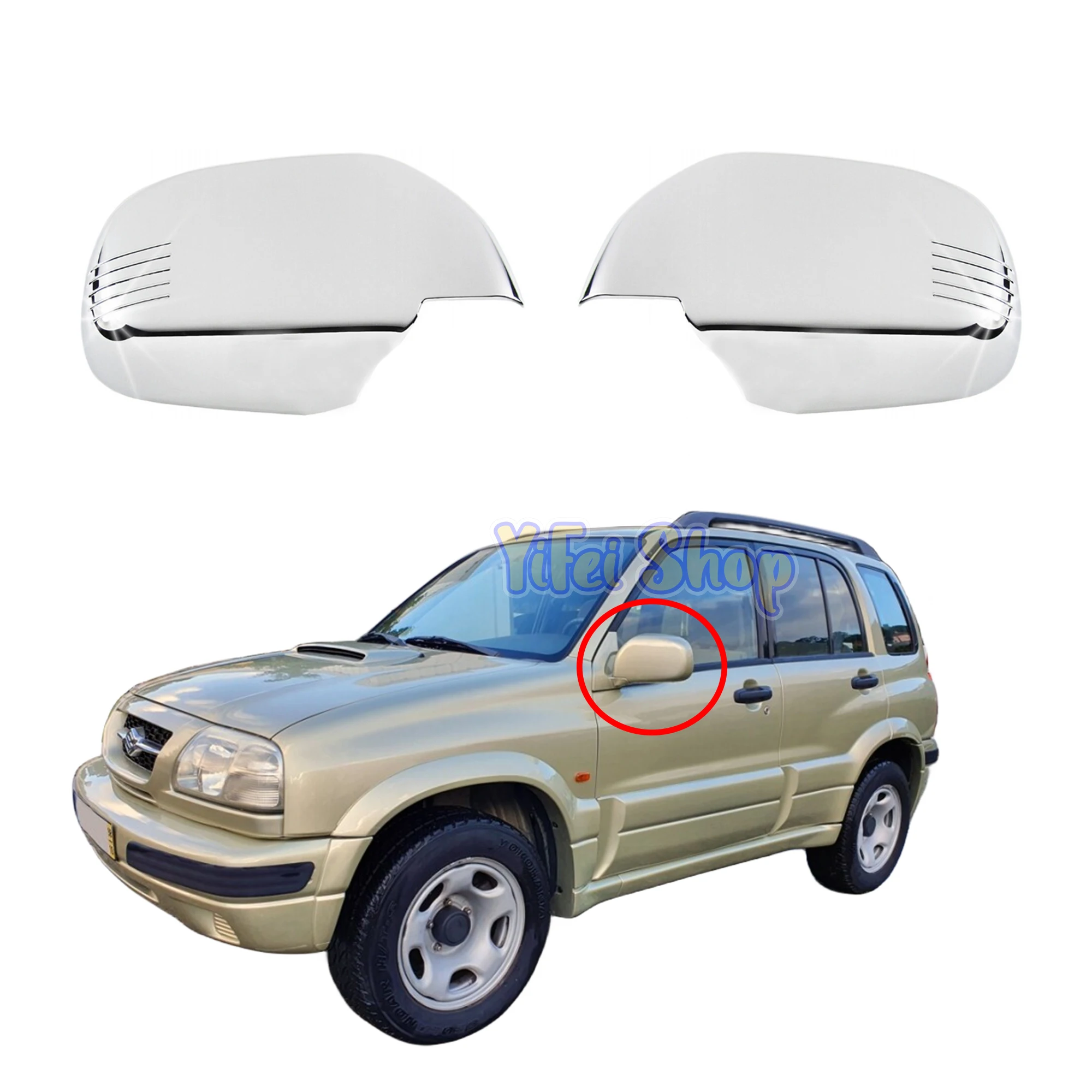 

For Suzuki Grand Vitara Escudo 2.0 1998 1999 2000 2001 2002 2004 Rearview Car Accessories Plated Chrome Door Mirror Cover Trim