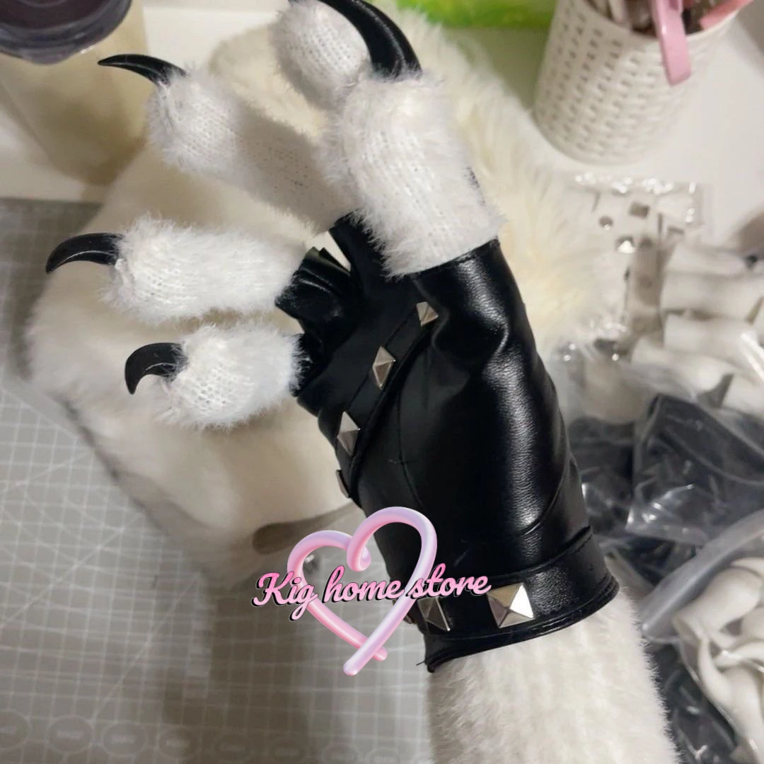 Kegurumi Fursuit Paws  1Pair Cartoon Paws Furry Costume Animal Plash Gloves Kawaii Anime Cat Wolf Dog Fox Paw Fluffy  Dragon