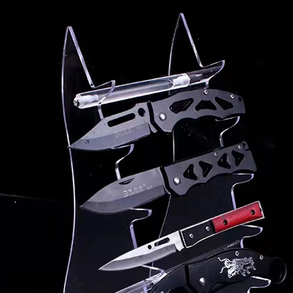 Transparent Knife Holder Home Acrylic 6 Slots Displaying Knives Holder fit  Folding Knife Rack Display Stand Knife Collectors view 2