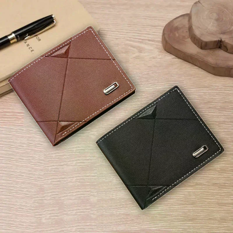 جديد الرجال المحفظة قصيرة متعددة بطاقة محفظة نسائية للعملات المعدنية موضة محفظة غير رسمية الذكور الشباب رقيقة ثلاثة أضعاف الأفقي لينة محفظة الرجال بولي PU 1 قطعة #3