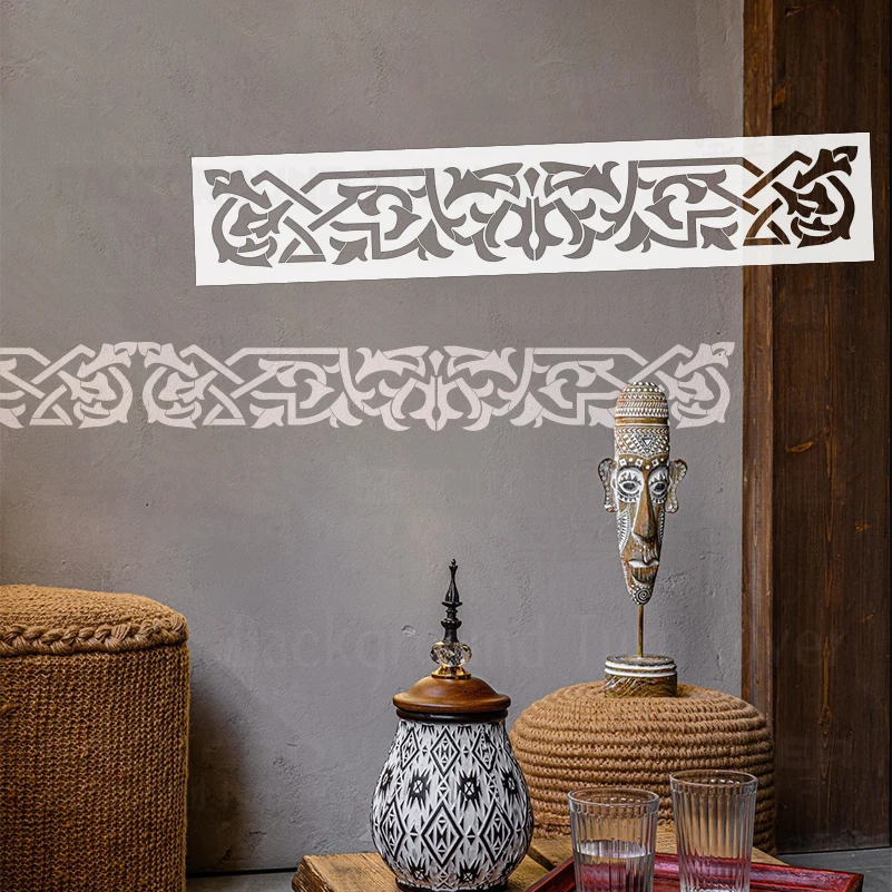 80cm - 120cm Stencil For Painting Decor Wall Template Furniture Makers To Paint Interlaced Angular Celtic Border Divider S457