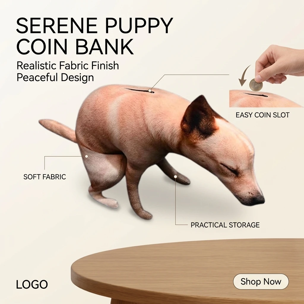 Simulation Dog Plush Toy 3D Soft Lifelike Abstract Dog Throw Pillow Funny Squatting Dog Plush Stuffed Toy Sofa Desk Decor Gift