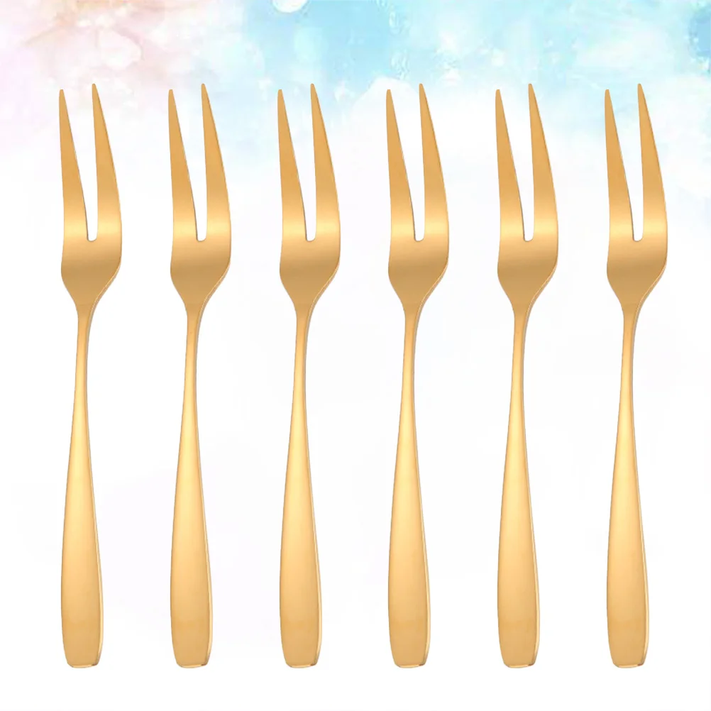 

6 PCS Cake Fork Forks Stainless Steel Kitchen Mini Appetizer Food Fruit Picks Dessert Cutlery Salad