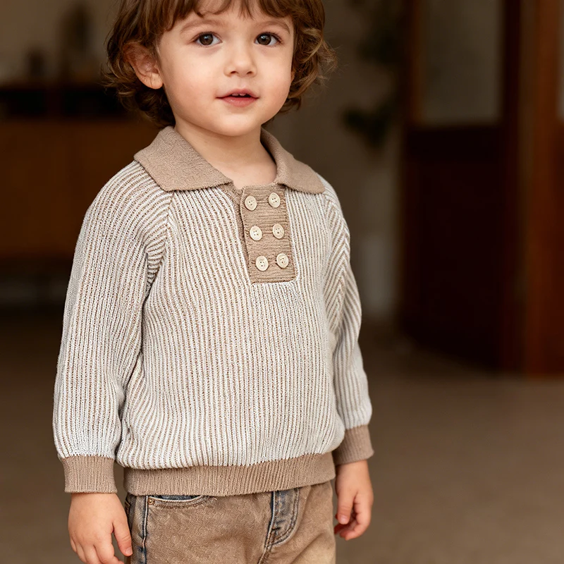 2026 ربيع جديد 0-3 سنوات ملابس الأطفال طفل رضيع الفتيات الفتيان سترة الاطفال طويلة الأكمام محبوك مخطط البلوز سترة #1