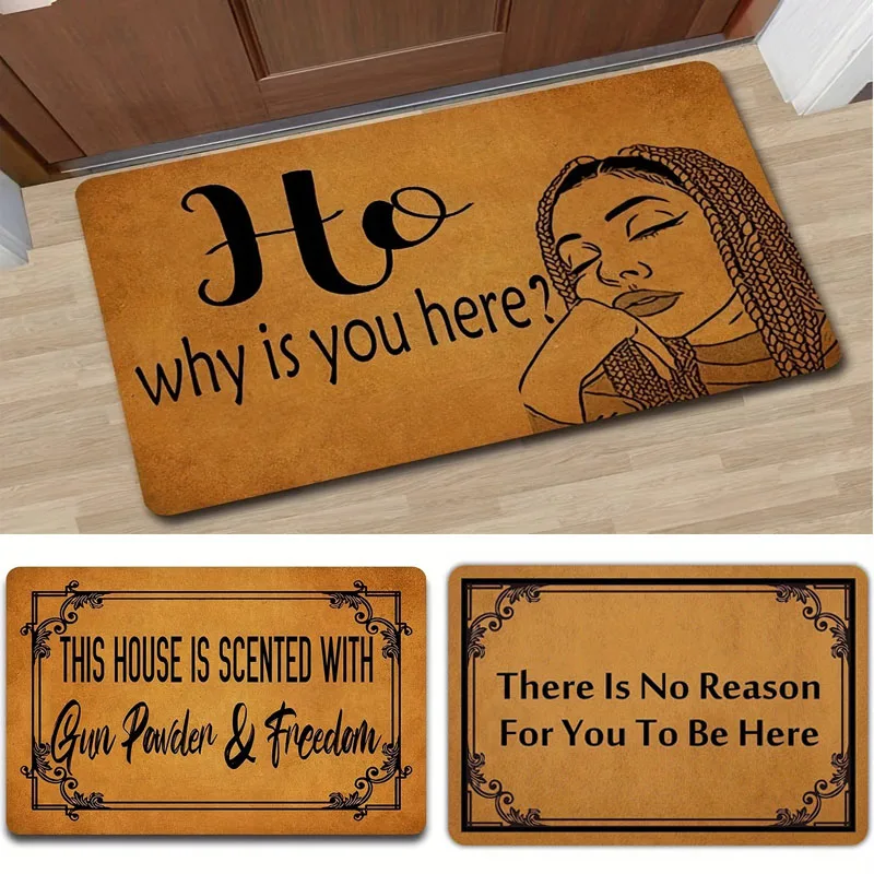 레터 프린트 도어 매트, 레트로 카펫, 거실 장식, 웰컴 플로어 매트, 재미있는 농가 야외 입구 풋 패드 다크 브라운 러그