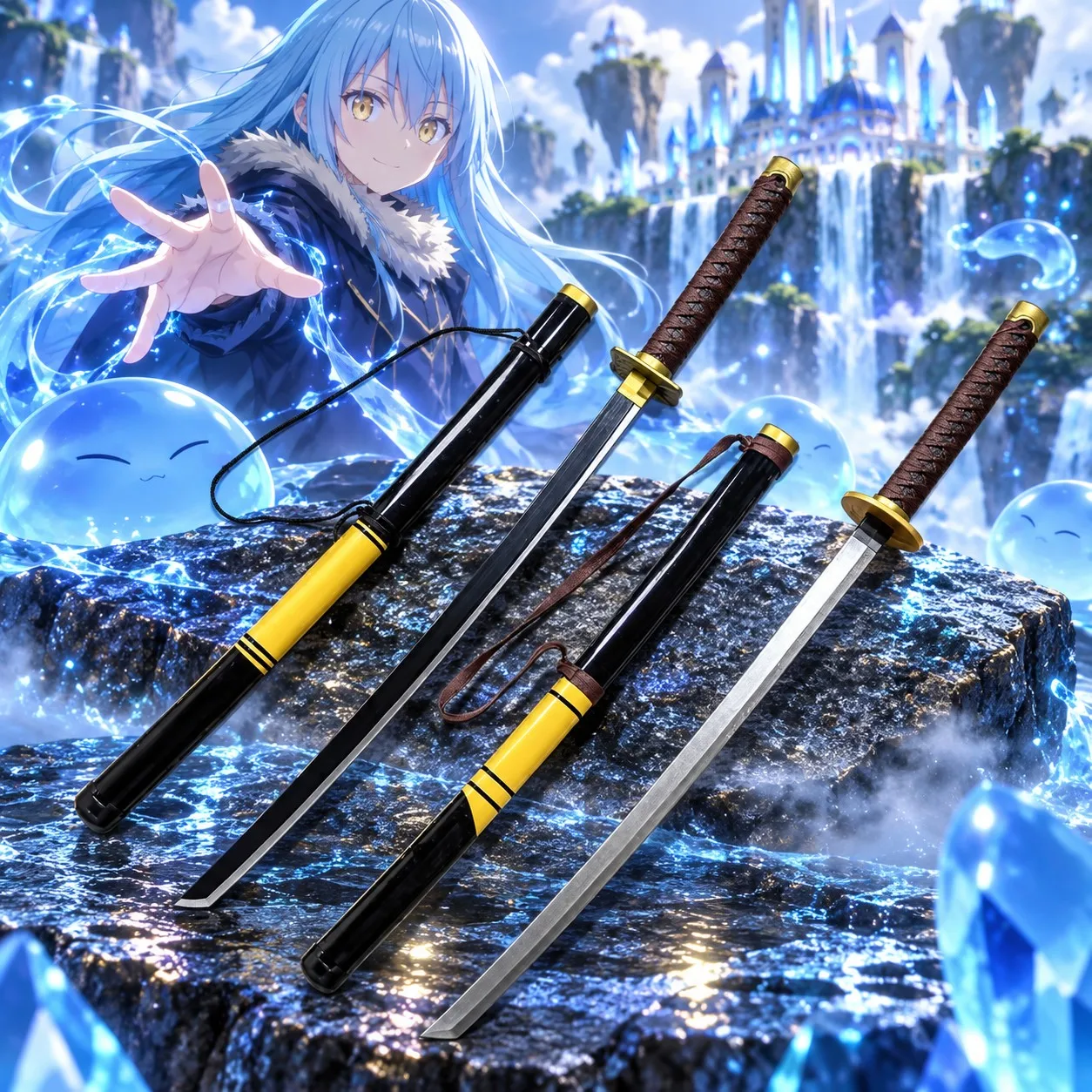 40inch Rimuru Tempest Katana Cosplay Prop Ninja Knife Sword Anime Reincarnated Slime Real Size Japanese Katana Samurai Sabre Toy