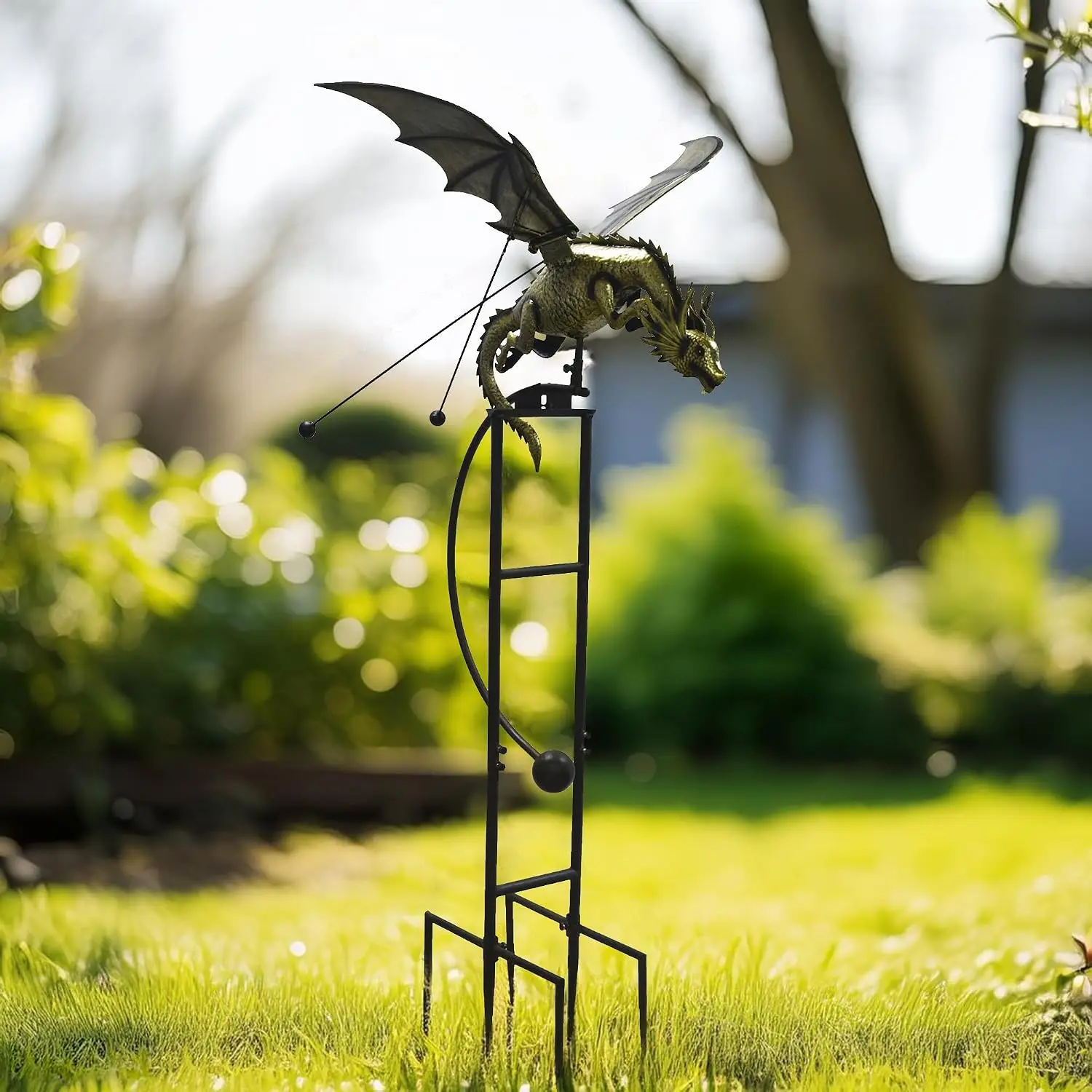 Red Carpet Studios Outdoor Sculpture - Balancing Kinetic Garden Stake Rocker, 69.5