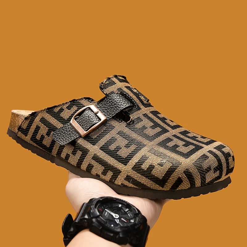 

Retro Closed Toe Cork Mule Slippers Unisex Soft Cushion Non Slip Flat Sole Casual Indoor Home Outdoor Beach Daily Walking Shoes