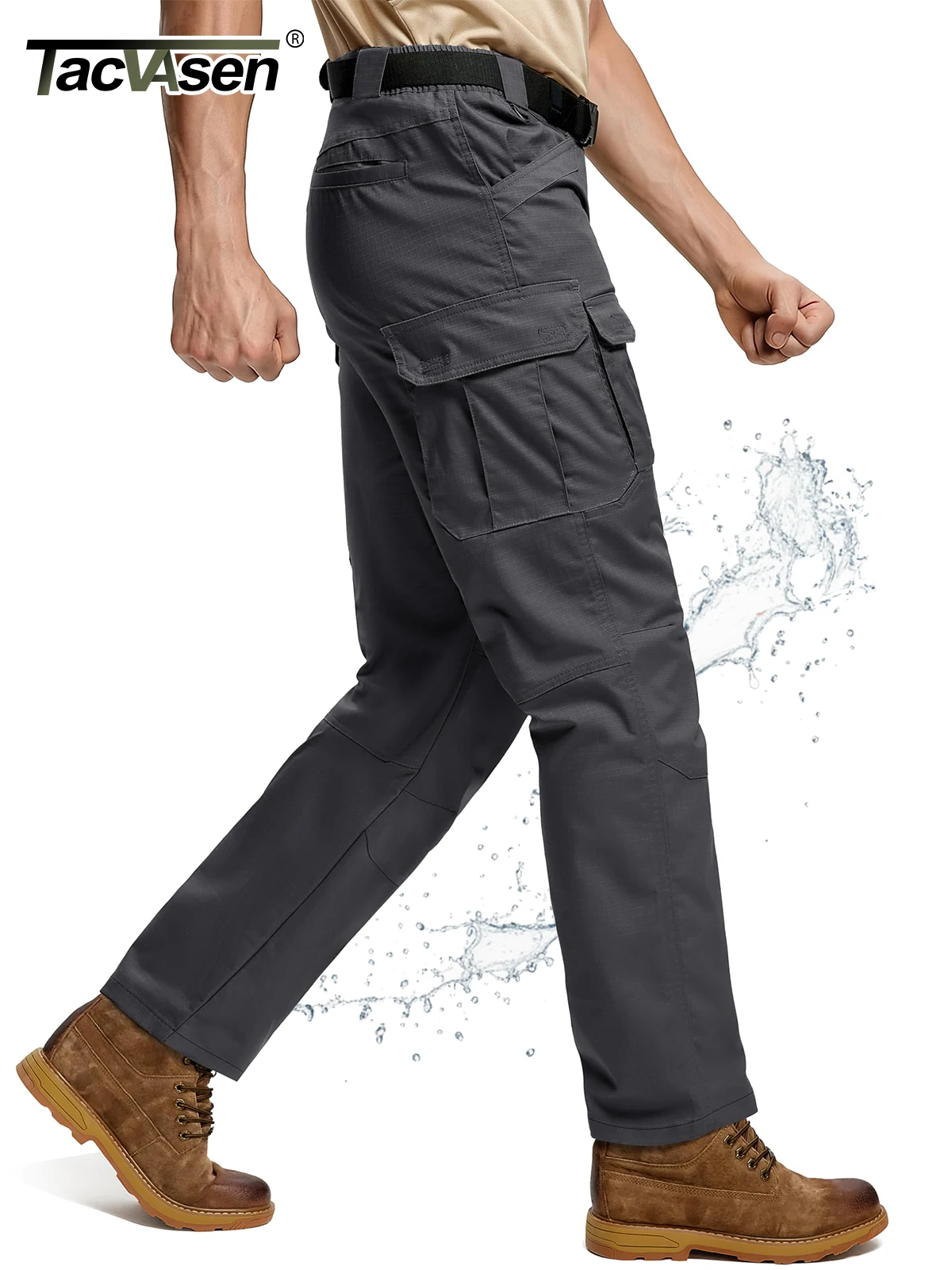 

TACVASEN мужские легкие походные брюки водонепроницаемые легкие дышащие эластичные рабочие тактические уличные брюки с 8 карманами