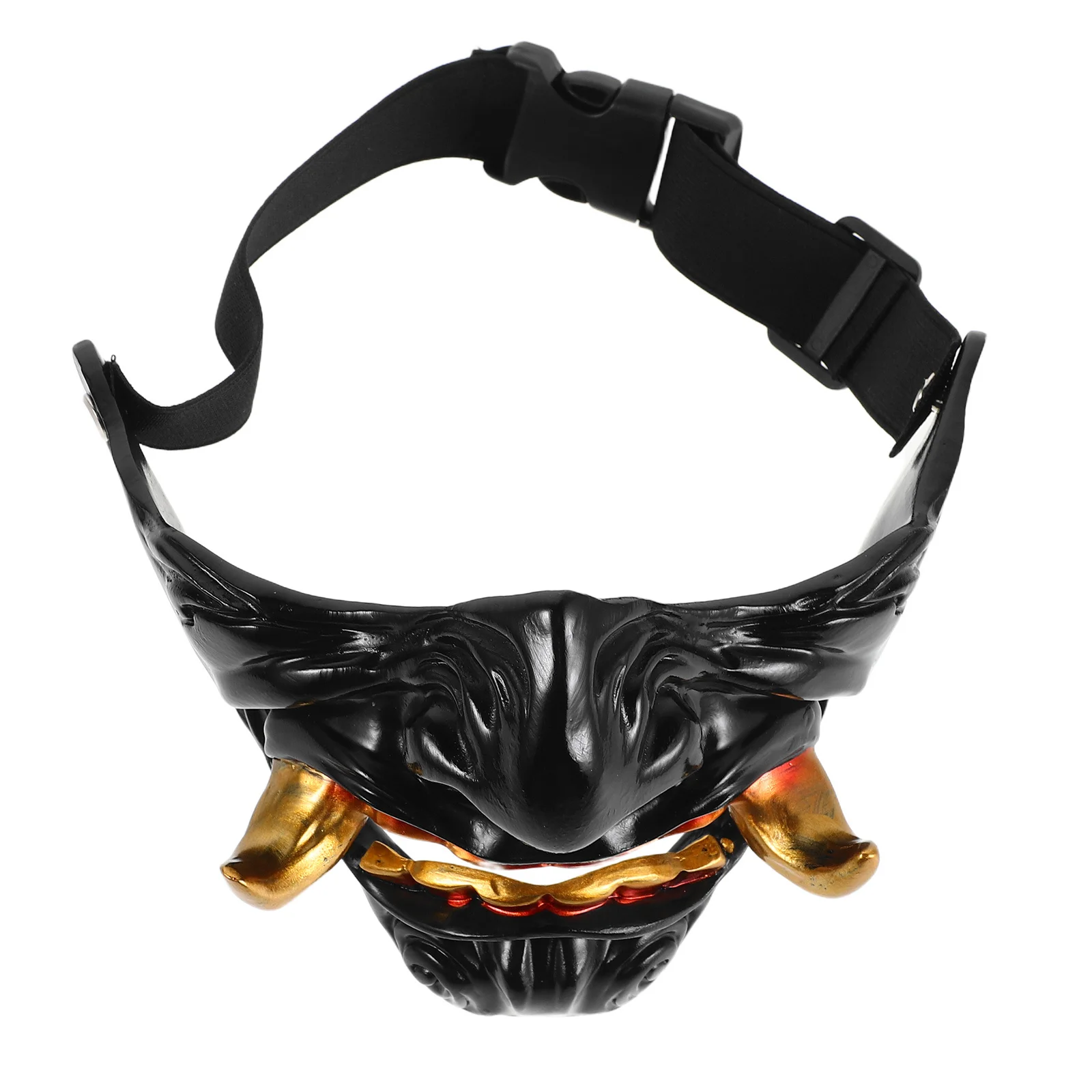 

Half Face Scary Halloween Mask Japanese Prajna Hannya Cosplay Costume Samurai Demon Party Photo Prop Accessory