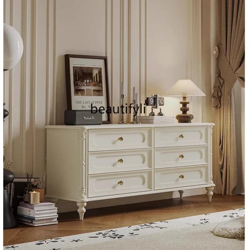 

ss1001 French retro style solid wood chest, bedroom locker, cream wind, bed end drawer, storage cabinet