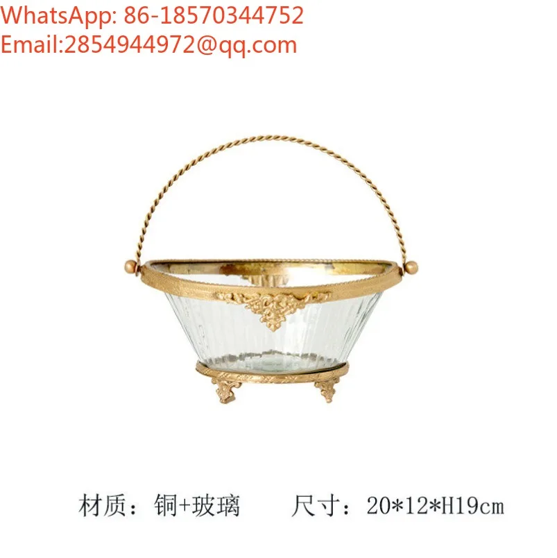 European Luxury Brass Frame Glass Storage Jar, Candy Storage Jar, Jewelry Decorative Ornament Storage Box