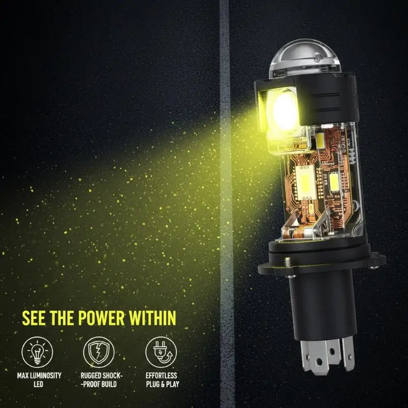 P5 H4 Mini Projector LED Headlight Bulb High Bright Plug And Play For Car Motorcycle Headlamp Upgrade Replacement