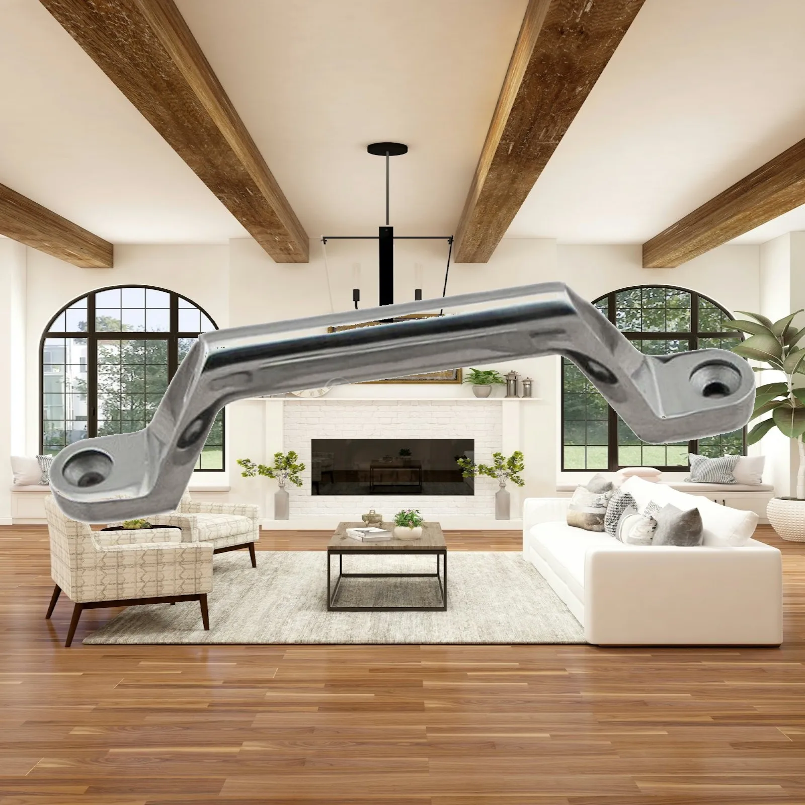 Safety Grab Handle Stainless Steel Handrail with 2 Holes for Bathroom RV Trailer Shower Support