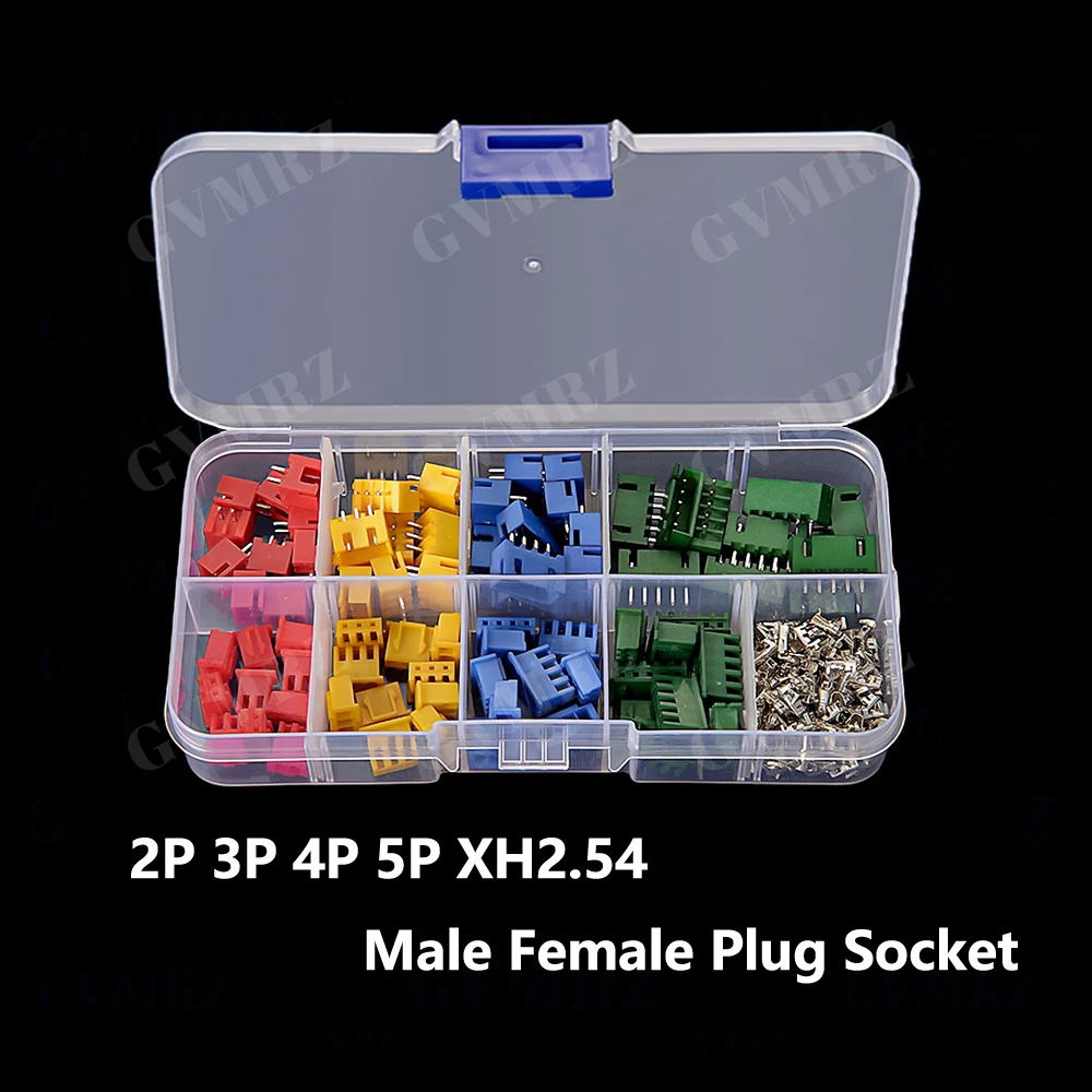 230PCS 3 Colors 2P 3P 4P 5P XH2.54 2.54mm Terminals Male Female Plug Socket XH 2.54mm Connector Kit Straight Pin 2P-5P