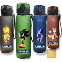 Sonic The Hedgehog 560ML Water Cup Large Capacity Portable Plastic Cartoon Kids Adult Outdoor Cycling Sport Drinking Bottle Gift