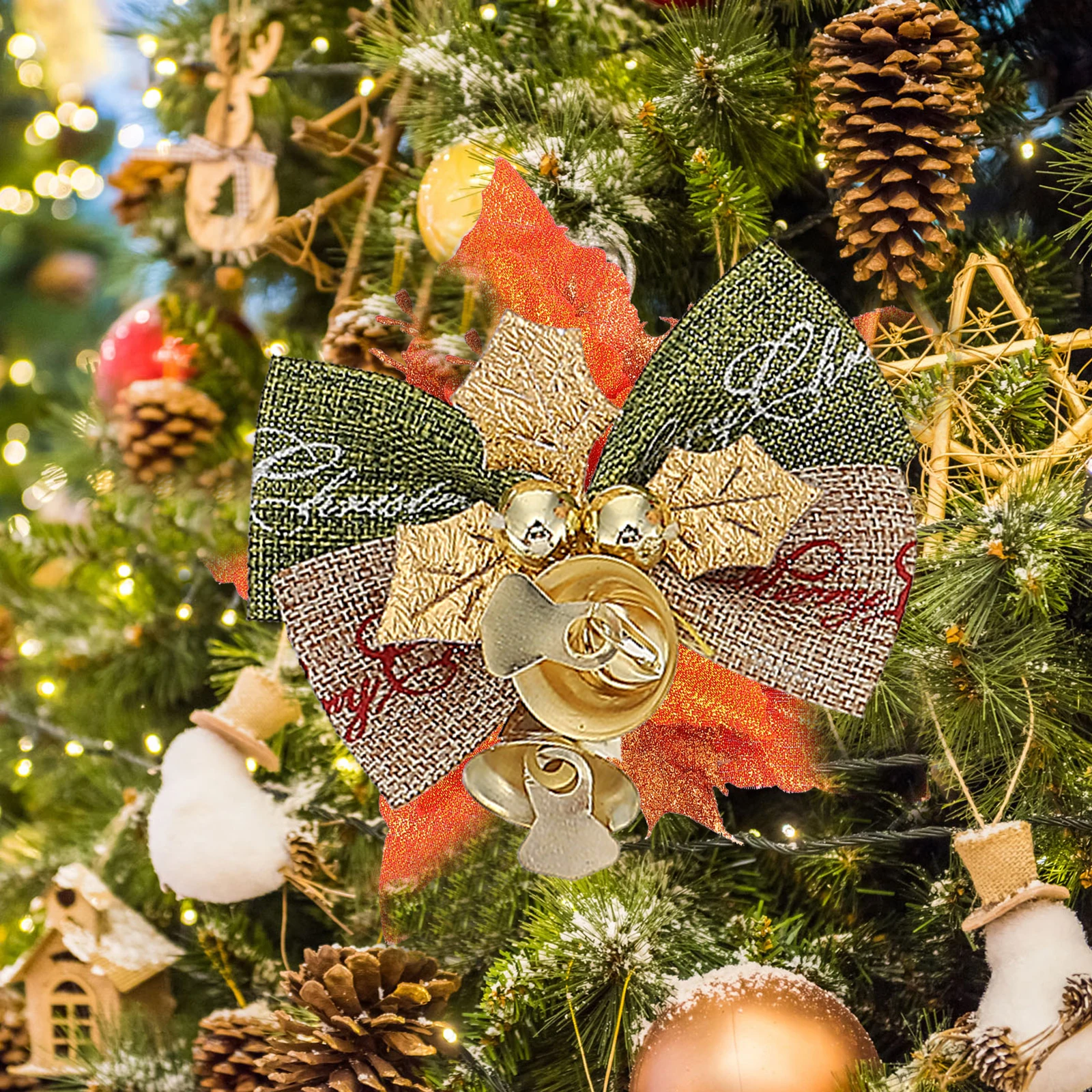 

1 pc Christmas Bow Decor Party Decorative Bows Xmas Tree Hanging Adornment Lightweight Alloy Zircon Brooch For Wedding Banquet