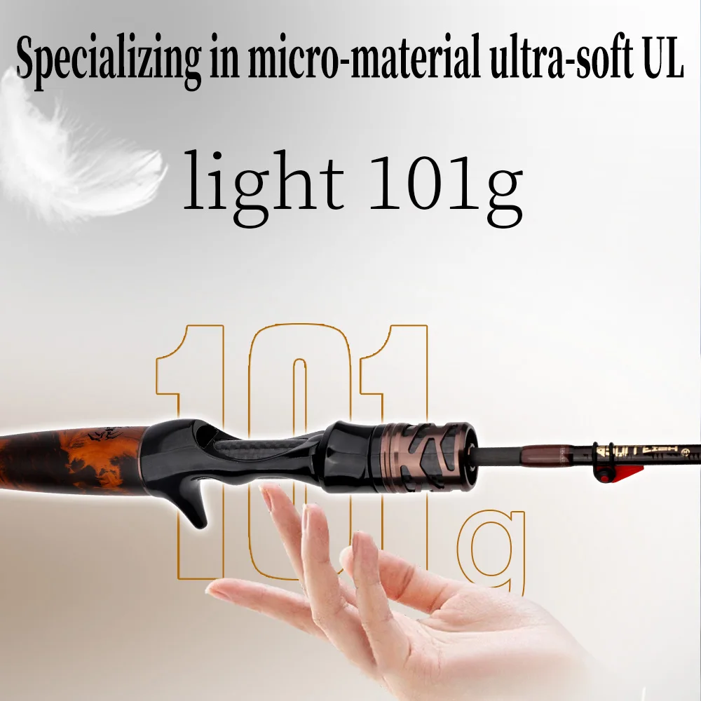 ROLLFISH Angelrute mit Massivholzgriff, UL Forellen-Angelrute aus Kohlefaser, Spinning- und Casting-Rute, Superweiche Angelrute 1,38-1,8m, Schnelle Aktion – Detail 3