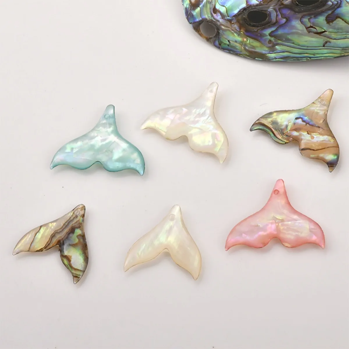Natural Color Shell Mermaid‑Scale Fish Tail Pendant DIY Beaded Earring Bracelet Necklace Jewelry Making Supplies