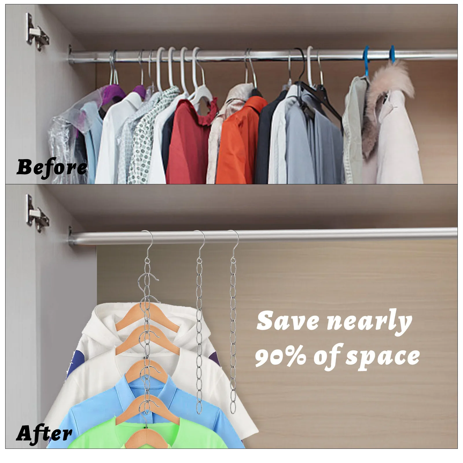 2/4/6pcs Stainless Steel Clothes Hanger Connector Chain, Cascading Hangers Chain, Space Saving Hanger Chain, Closet Storage