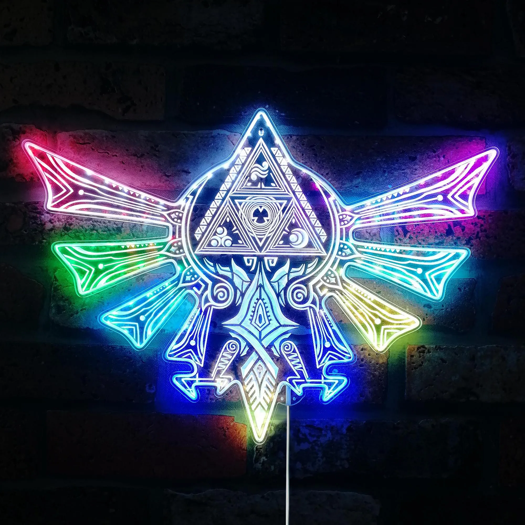 Legend of  Triforce Neon RGB Edge Lit LED Sign, Game Room Decor, Gaming Night Light